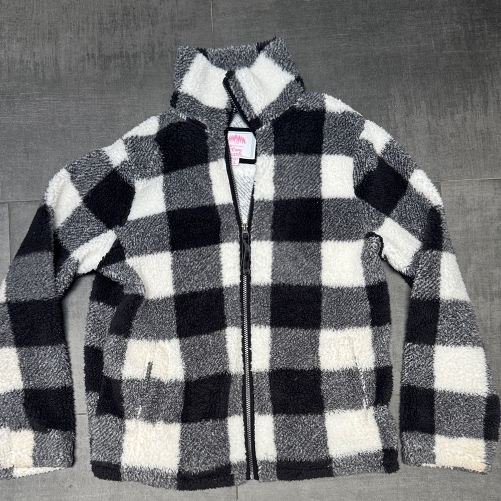 Member's Mark Cozy Sherpa Jacket - Black & White Buffalo Check